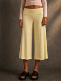 Women Foldover Waist Wide Leg Lounge Capri Yoga Pants