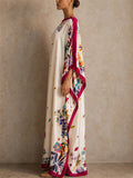 Womens Floral Print Loose Resort Cover Up Kaftan Maxi Dress