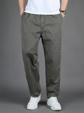 Simple Casual Slim Fit Casual Elastic Waist Cargo Trousers for Men