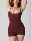Women's Lace Trim Bodysuit Tummy Control Shapewear Romper Jumpsuit