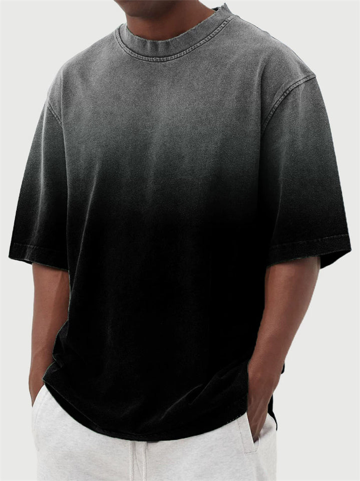 Men's Summer Trendy Distressed Gradient Short-sleeved T-shirt
