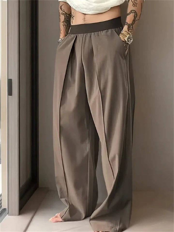 Men's Trendy Comfy Contrast Color Elastic Waist Straight Trousers