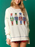 Women's Cute Christmas Sweatshirt with Sequin Deco