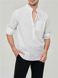 Male Casual Loose Fit Pocket Henley Shirts