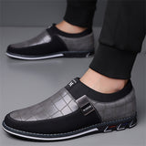 Men's Casual Plaid Faux Leather Flats Slip-ons Shoes