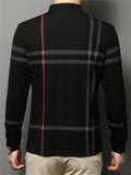 Men's Geometry Print Lapel Long Sleeve Polo Shirts