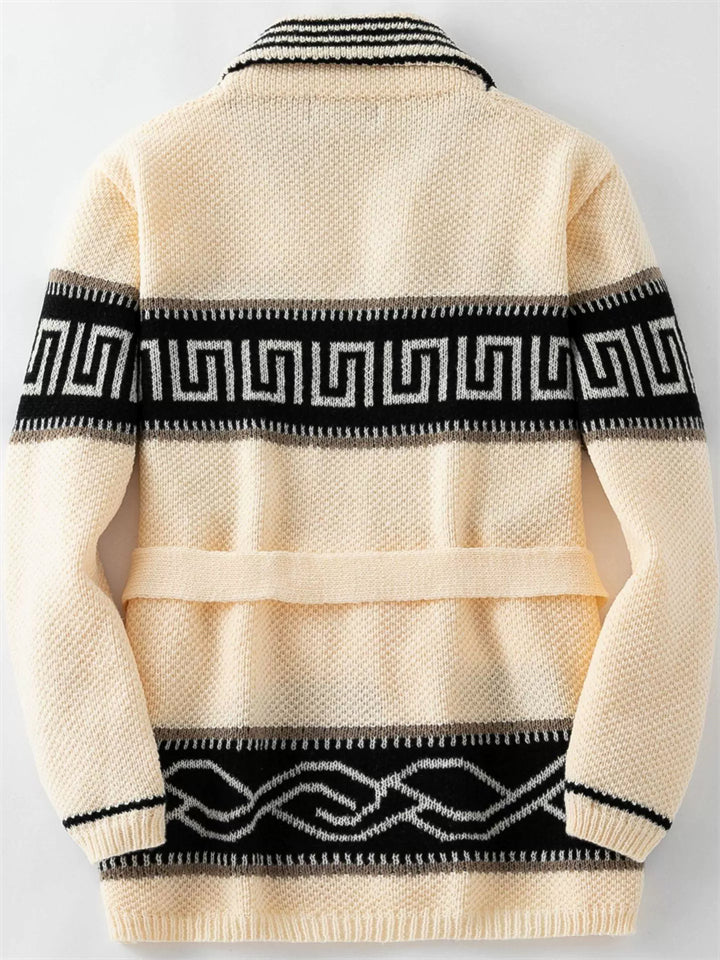 Men's Autumn Geometry Jacquard Long Sleeve Cardigan Sweaters