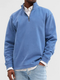 Men's Solid Color Stand Collar Zipper Long Sleeve Sweatshirts