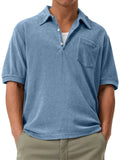 Men's Solid Color Short Sleeve Lapel Polo Shirt