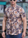 Men's Stylish Printed Short Sleeved Plus Size Holiday Shirts