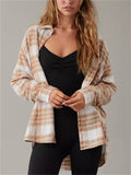 Women's Casual Long Sleeve Button Plaid Blouses