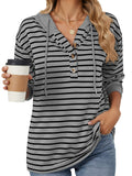 Women's Casual Autumn Contrast Color Striped Long Sleeve Hoodie