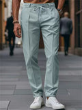 Men's Simple Elastic Waist Drawstring Straight Leg Casual Pants
