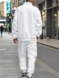 Men's Warm Long Sleeve Half-Zip Fleeced Tracksuit