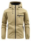 Men's Autumn Casual Solid Color Pockets Hooded Outdoor Jackets