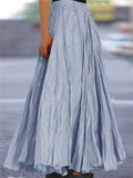 Women's Solid Color Texture Big Hem Pleated A-Line Skirt