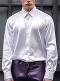 Men's Long Sleeved Button Up Shiny Satin Dress Shirts
