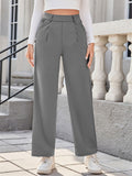 Women's Solid Color Casual Straight Suit Pants