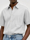 Men's Casual Short Sleeve Button Up Lapel Solid Color Shirts