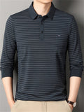 Men's Casual Stripe Pockets Lapel Long Sleeve Shirts