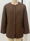 Women's Autumn Solid Color Round Neck Loose Quilted Coats