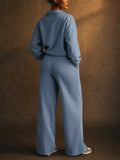 Women 2 Piece Casual Polo Wide Leg Lounge Set Sweatsuit