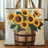 Sunflower Barrel Print Canvas Tote Bag