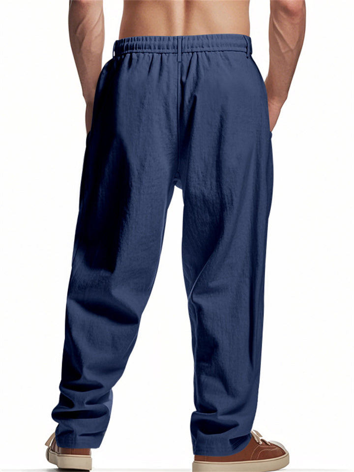 Men's Casual Linen Drawstring Beach Pants