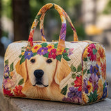 Eelgant Golden Retriever Dog Floral Pattern Duffle Bag