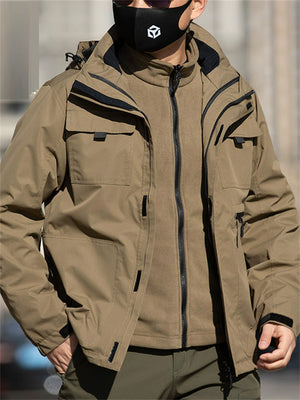 Men's Autumn 2-in-1 Sporty Pockets Hooded Outdoor Jackets with Lining