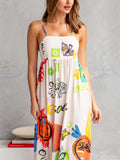 Lovely Cartoon Printed Women's Back Tie-up Dress