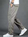 Simple Casual Slim Fit Casual Elastic Waist Cargo Trousers for Men