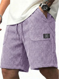 Men Retro Loose Fit Drawstring Summer Corduroy Shorts