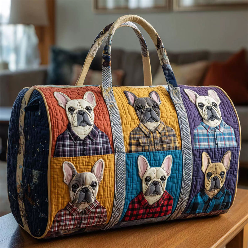 Shirt Wearing French Bulldog Pattern Duffle Bag