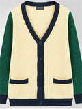 Men's Casual Contrast Color Lapel Long Sleeve Waffle Knit Sweater