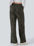 Women's Autumn Street High Waist Leopard Printed Corduroy Pants
