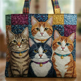 Ethnic Style Cute Cat Print Canvas Tote Bag for Women
