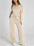 Women's Autumn Casual V Neck Lapel Long Sleeve Solid Color Outfit
