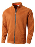 Men's Casual Solid Color Zip Up Stand Collar Long Sleeve Jackets