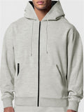 Men's Solid Color Casual Zip Hoodies with Pocket