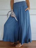 Women's Summer Elastic Waist Wide Leg Pants