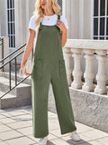 Women's Summer Casual Solid Color Pockets Strap Jumpsuits
