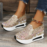 Female Korean Style Summer Breathable Sequin Lace Mesh Loafers