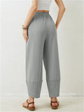 Women's Casual High Waist Wide Leg Loose Fit Pockets Corduroy Pants