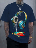 Men's Headphone Graphic Print Casual Short Sleeve T-Shirts