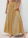 Summer Women's Holiday Style Print Tie-waist Wide Leg Pants