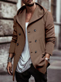 Men's Trendy Double-Breasted Hooded Casual Woolen Coat