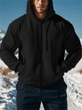 Men's Solid Color Casual Zip Hoodies with Pocket