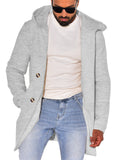 Men's Daily Wear Fashion Double-Breasted Hooded Long Sleeve Coat