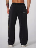 Men's Loose Fit Graphic Print Casual Sports Straight Leg Trousers